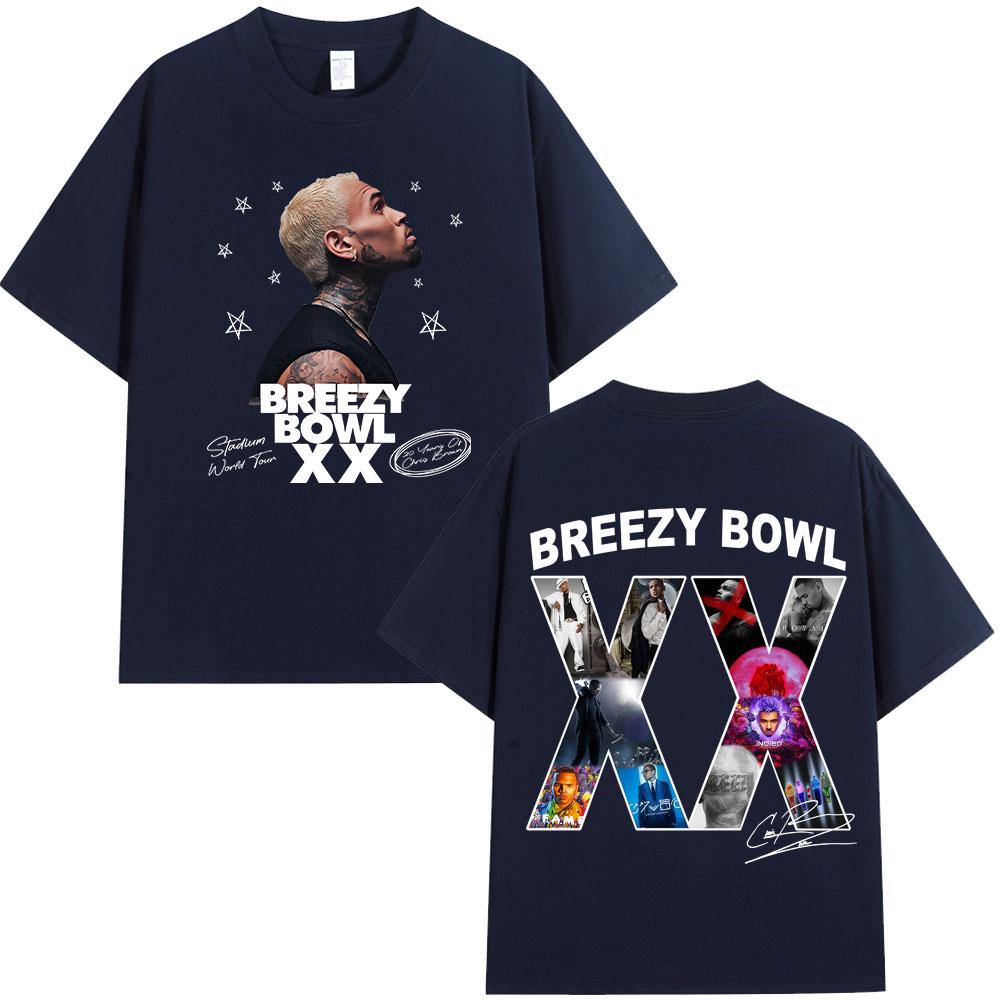 Chris Brown Breezy Bowl XX 2025 Concert Tour Tshirt Unisex Women Fashion Hip Hop T Shirt Unisex Oversized Cotton Casual Tshirts Tops