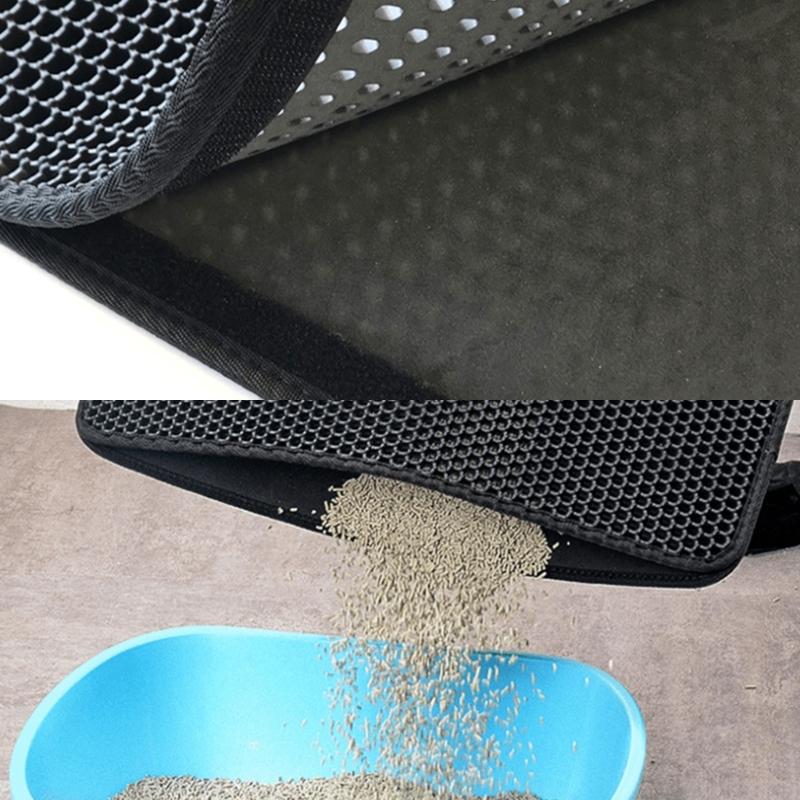 Cats Litter Mat Double Layer Washable Trapping Mat Scatter Control Easy to Clean Fits Under Litter Box, Litter Free F