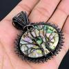 Double Tree Of Life Abalone Shell Gemstone Handmade Copper Wire Wrap Pendant Jewelry For Women