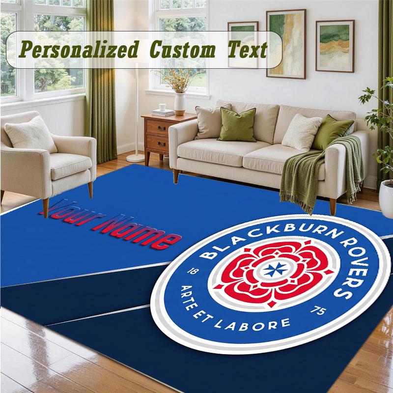 Crystal Velvet Square Rug Custom NameBlackburn Rovers FC Pattern Non Slip Home Floor Decor Rug