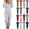 Women's Fashion Fleece-Lined Thickened Fleece Hooded Pyjamas With Zip-Up Onesie