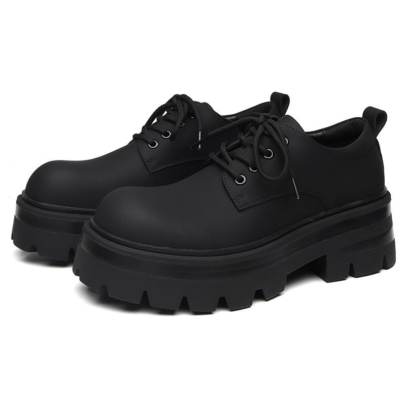 Легкие кожаные туфли мужские на толстой подошве, мягкие и удобные, черные туфли дерби с большой головкой мужские большого размера 6113-A