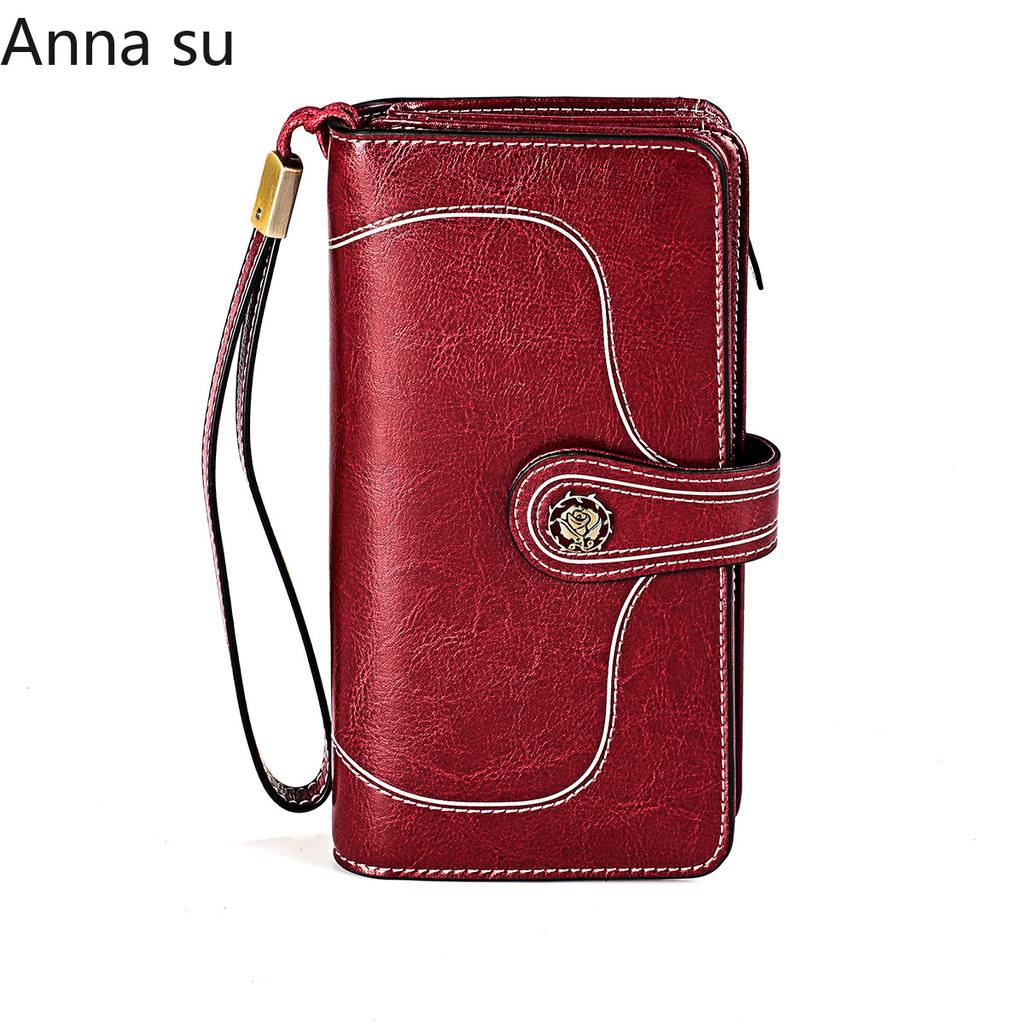 Ladies Leather Wallet Large Capacity Multifunctional Long Wallet European and American Retro Clutch