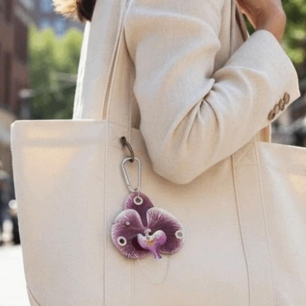 Ornament Orchid Flower Pendant Elegant Flower Bag Accessories Butterfly Orchid Key Ring  Backpack
