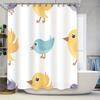 Adorable Blue Bird Yellow Duck Shower Curtain For Bathroom Decor Water Repellent Fabric, 72X84In (183Cm X 213Cm)