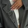 Броши-подвески в виде черного хрустального сердца для женщин, неправильная CCB-бусинная цепочка, многослойная брошь-булавка с кисточкой, цепочка на брюки/лодыжку, ювелирное изделие