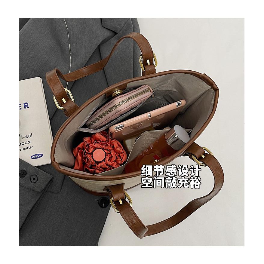 Ielgy Commuter Bag Underarm Large Capacity Casual Retro Bucket Bag