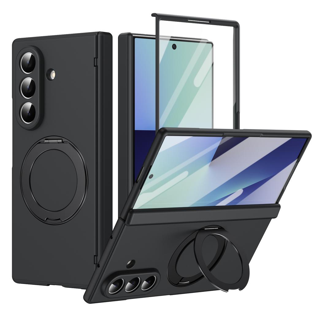 Ультратонкая магнитная крышка для Samsung Galaxy Z Fold 7/6/5 Многофункциональная вращающаяся на 360° подставка со стеклянным защитным экраном