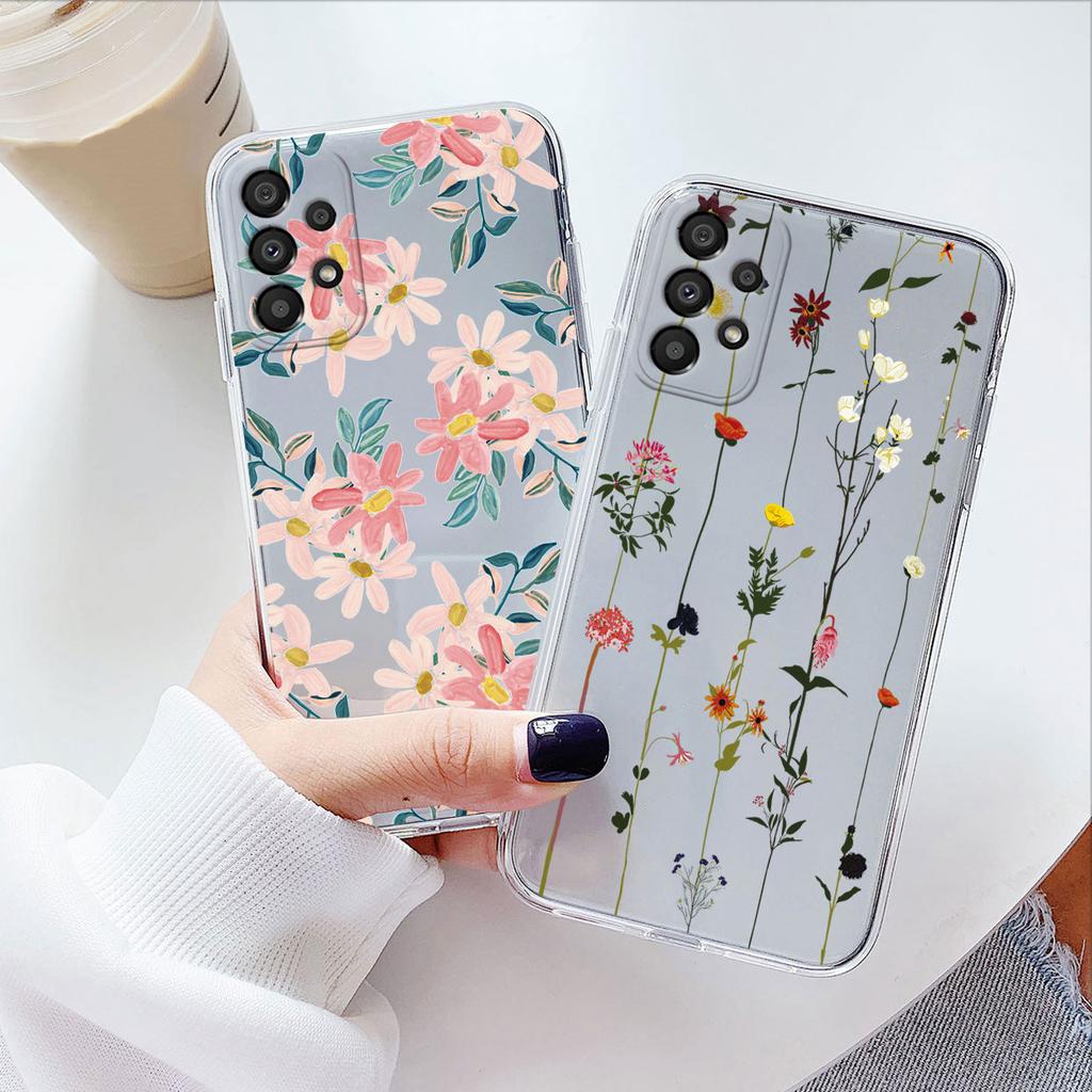 Чехол для телефона Samsung A53 5G A33 Цветочный силиконовый чехол для Samsung Galaxy A73 Fundas Coque Прозрачный мягкий Capas Цветочный ТПУ