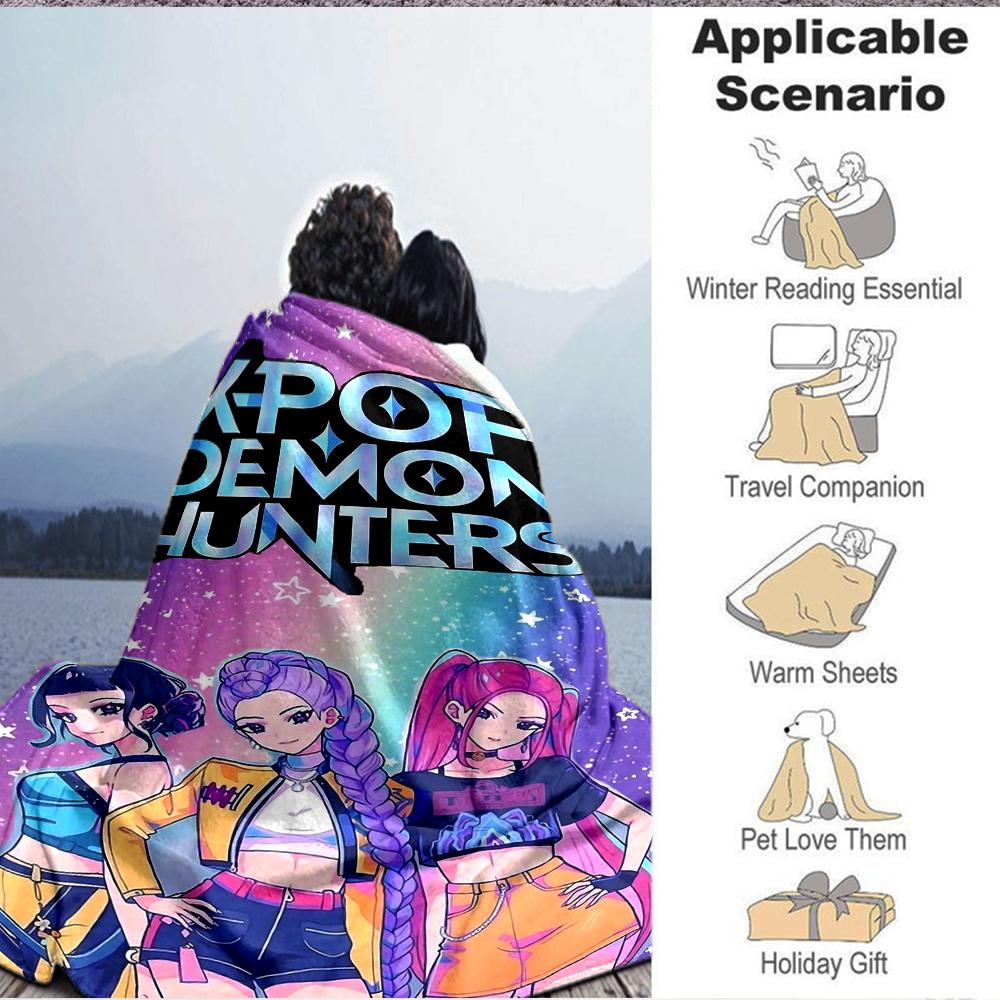 1Pc Kpop Demon Hunters Blanket Soft And Comfortable Casual Warm Camping Travel Christmas Halloween Xmas Gift M929395