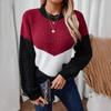 Autumn And Winter 2024 New Women'S Knits Color Contrast European And American Fried Dough Twists Pullover Sweater Women