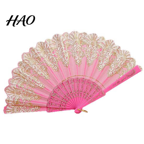 Dancing Fan Folding with Hanging Ring Smooth Opening Comfortable Grip Dance Clear Pattern Chinese Style Fabric School Supply