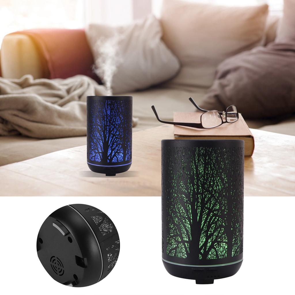 300ml Air Humidifier 2 in 1 Ambient Night Light Aroma Aromatherapy Diffuser Black 100?240VEU Plug