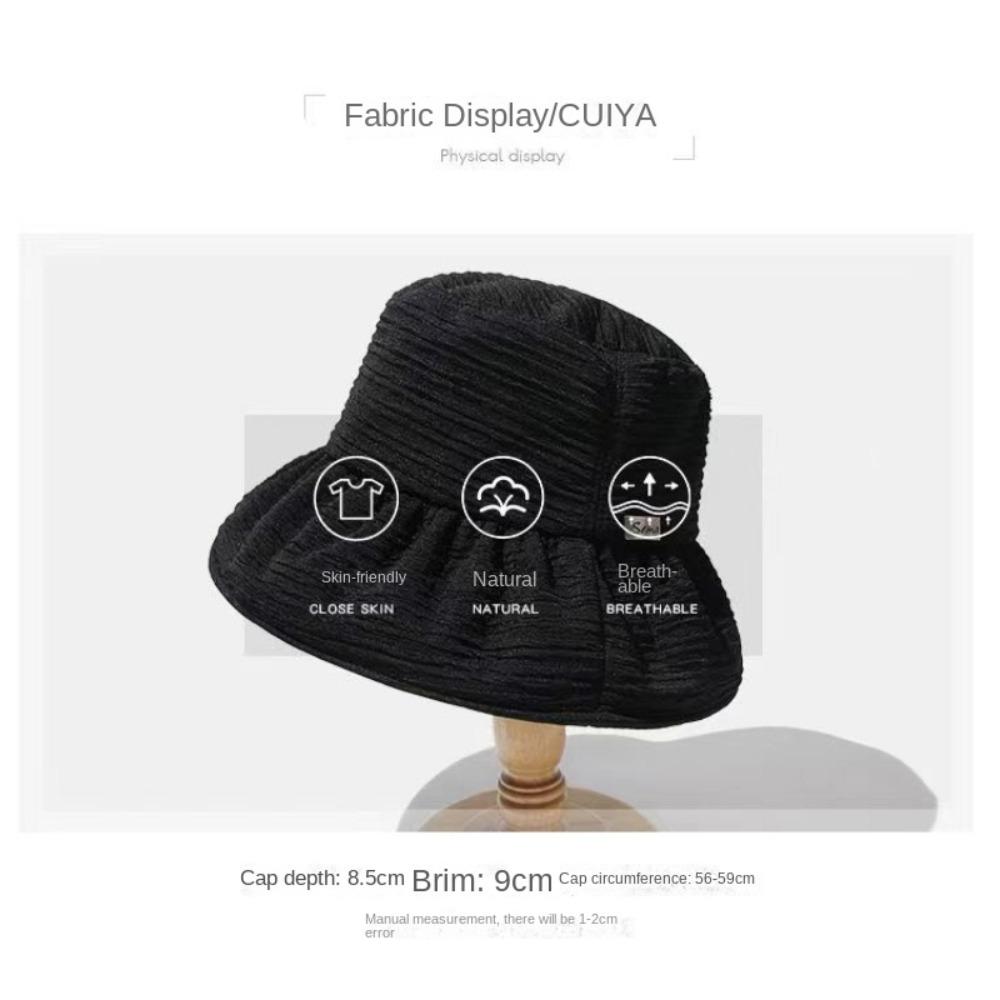 Foldable Wide Brim Sun Hat Breathable Solid Color Bucket Hat Fashion Fishmen Hat  Summer