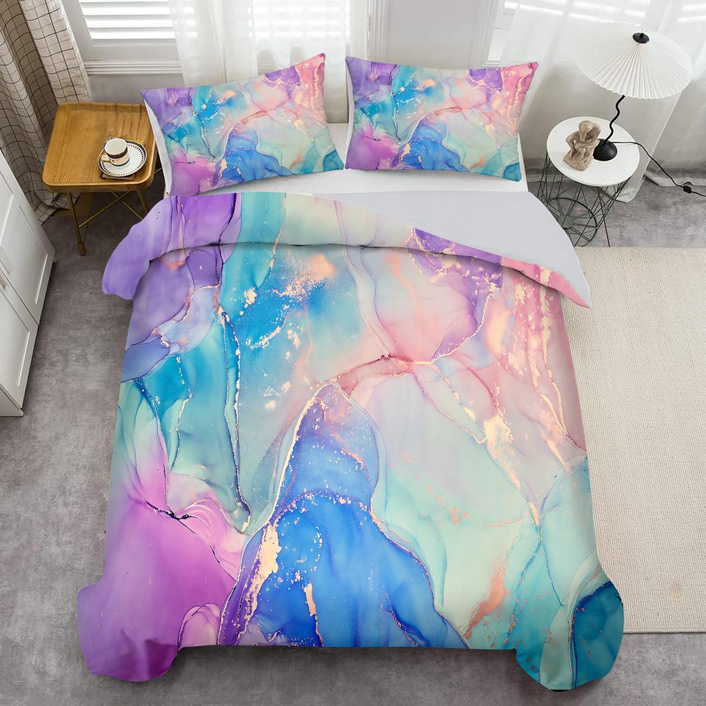 Colorful Painting 3D Printed Quilt Cover Set Luxury Home Textiles Soft Duvet Cover Pillowcases Modern Art Style Bedding Set