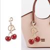 Exquisite Red Cherry Fruit Bag Charm Keychain 3 Color Key Ring for Elegant Women Backpack Purse Pendant Earring Jewelry Gift