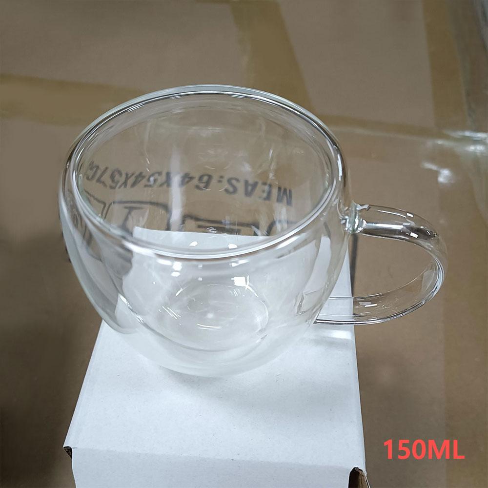Double Wall Borosilicate Glass Coffee Cup Heat Resistant Handle Milk Juice Whiskey Water Cup Home Bar Party Drinking Utensils