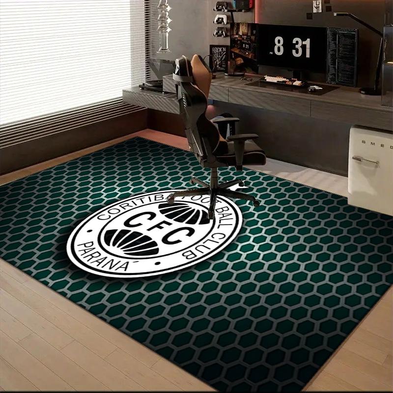 Cori-tiba Football Club Crest Printed Office Carpet Chair Cushion Entryway Rug, Rugs for Living Room, Bedroom Christmas gifts
