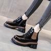 Pu Leather Platform Loafers Woman  British Style Thick Heels Oxfords Shoes Women Lace-up  College Gothic Shoes Mujer Q04