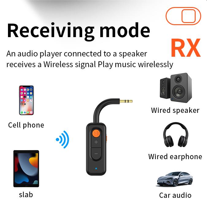 Bluetooth 5.4 Audio Adapter Receiver Transmitter 3.5mm AUX Wireless Audio Adapter HIFI Music With HD MIC For TV Car Headphones