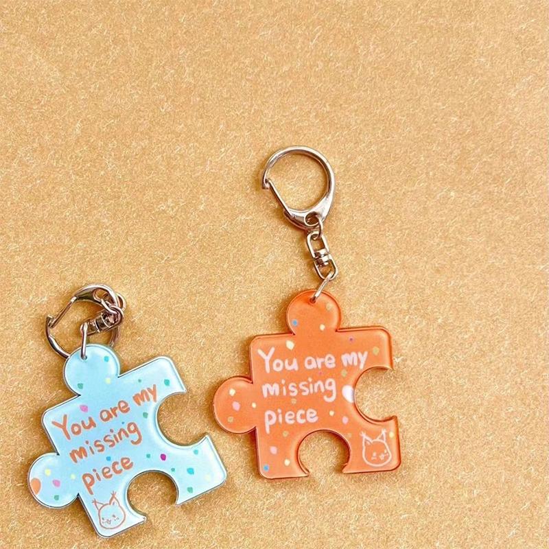 Diy Creative You Are My Missing Piece Alphabet Puzzle Keychain For Couples Alloy Key Ring Jewelry Gift