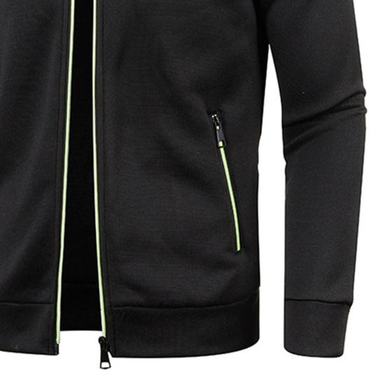 Мужское осенне-зимнее пальто с воротником-стойкой и длинными рукавами, защита шеи на молнии, сплошной цвет, толстая эластичная повседневная мягкая мужская толстовка, куртка