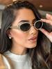 Солнцезащитные очки с просверленными линзами, женские, с ощущением высокого класса, в металлической оправе овальной формы, модные, европейские и Н солнцезащитные очки