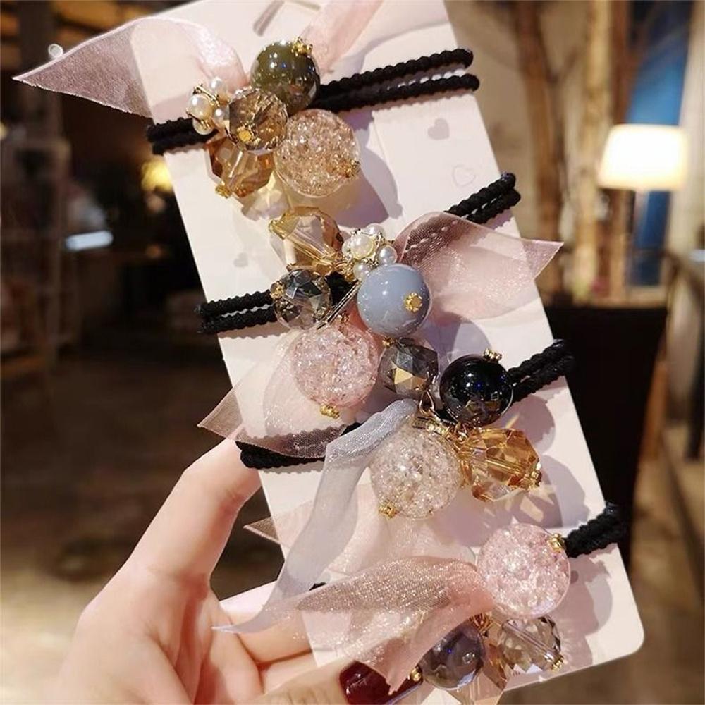 Bling Bling Hair Rope Simulation Pearl Hair Ties Ribbon Decoration Ponytail Holders For Women Girl Hair Accessories YSX