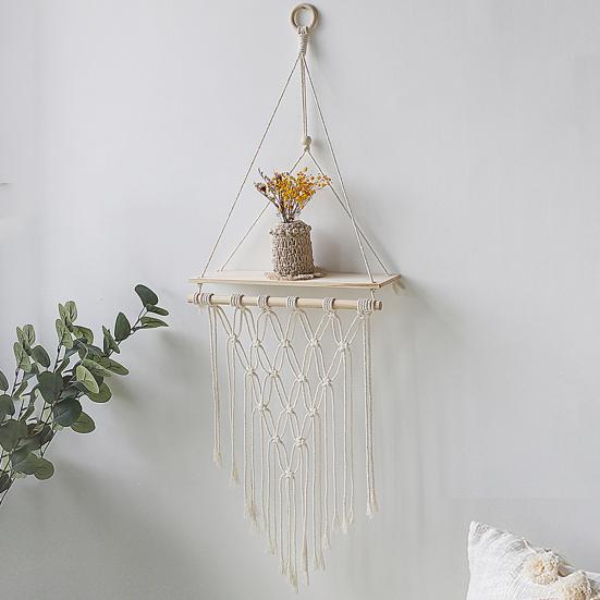 Woven Tapestry Exquisite Storage Cotton Rope Fashion Boho Decor Macrame Hanging Shelf for Living Room