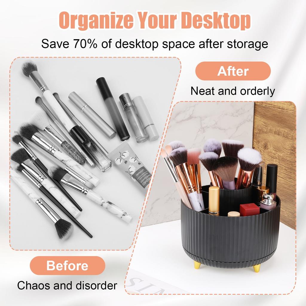 Органайзер для косметики Vanity с вращением на 360° - держатель для кистей для макияжа на 5 ячеек для удобного хранения