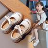 Girls' 2023 Spring/Autumn Soft Non-Slip Leather Shoes - Korean Retro Princess Style for Medium/Large Children