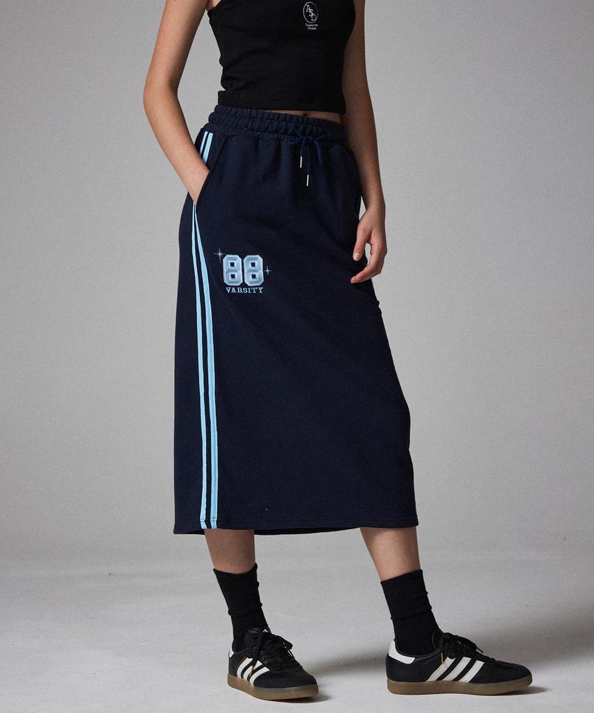 Awesome Studio Line Color Block Sweat Long Skirt Dark Navy