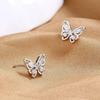 Huitan Dainty Butterfly Stud Earrings Exquisite Women's Ear Accessories Fancy Birthday Gift for Girlfriend Statement Jewelry