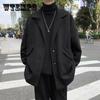 Мужская повседневная ветровка, среднее и короткое шерстяное толстое пальто, теплое пальто на пуговицах в британском стиле с длинными рукавами