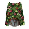 Women's Christmas Print Lightweight Sweater Casual Long Sleeve Knitted Pullover