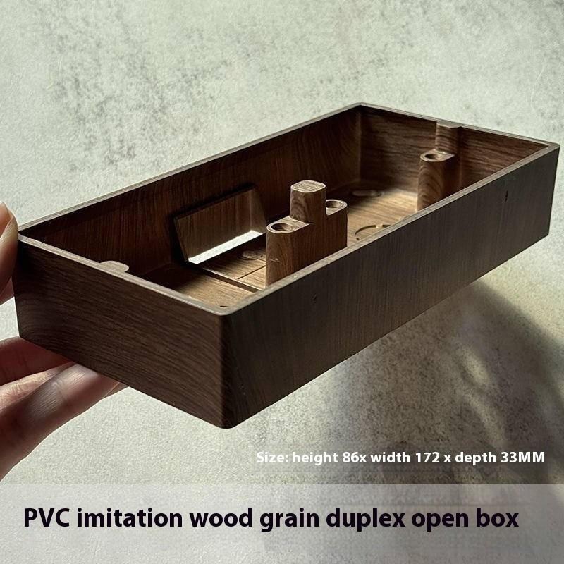 Black Walnut Solid Wood Brass Lever Retro Switch Panel Wall Mount 86 Open Line Box Surface Three Open 16A Socket