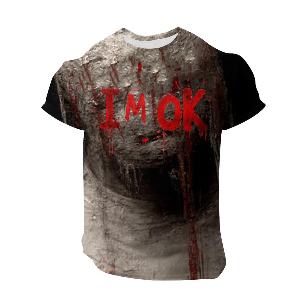 Мужская футболка с круглым вырезом и короткими рукавами с принтом на Хэллоуин, похожая на хлопок