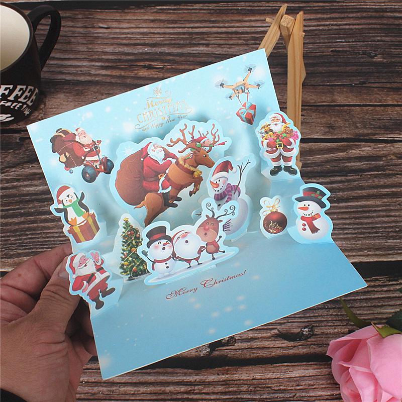 3D Christmas Pop-Up Card: Santa & Snowman Design