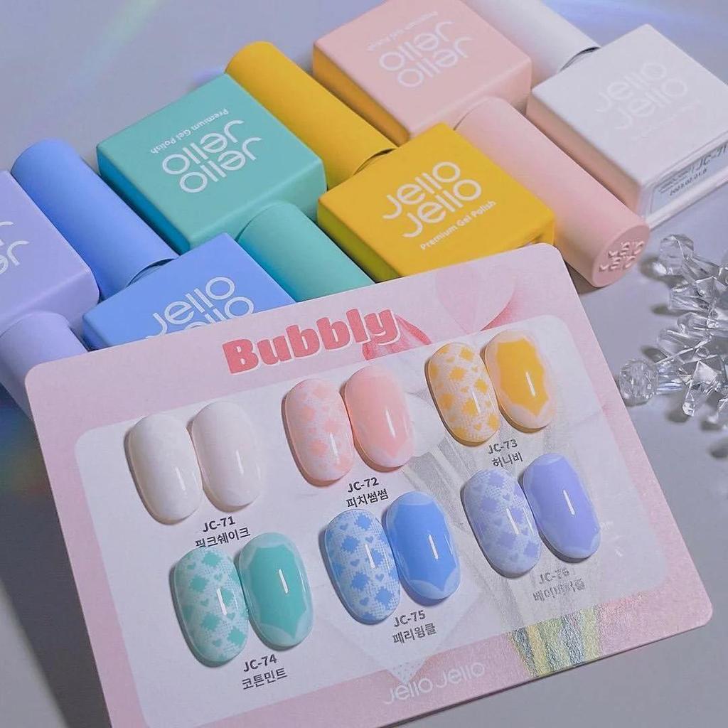 Jello Jello Premium Syrup Gel Nail Polish Bubbly Spring Collection 6 Color Set, KBeauty, Premium gel nail, Korean Cosmetics, sample