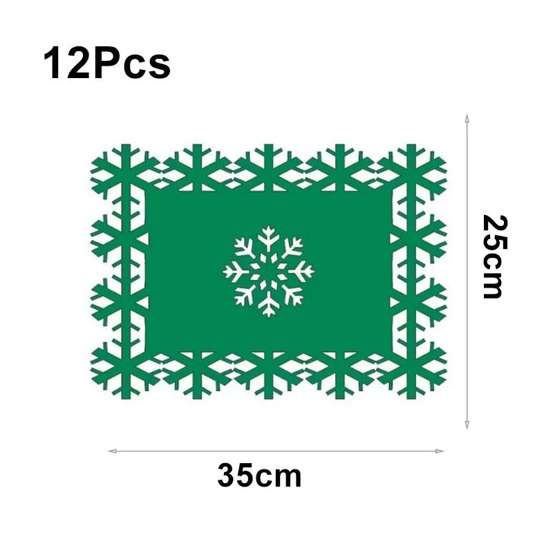 12 шт. Рождественские фетровые подставки под тарелки в форме снежинок, противоскользящие подставки под чашки, красные подставки под тарелки для стола, кухонные подставки под миски, домашний рождественский новогодний декор
