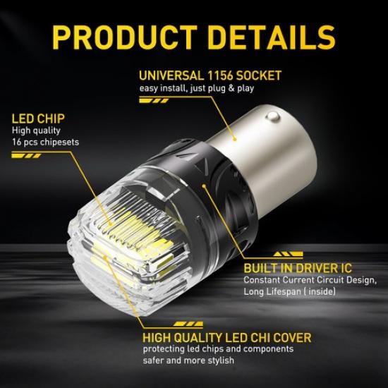 AUXITO 1156 Светодиодные лампы заднего хода Super Bright 6500K Без ошибок Canbus