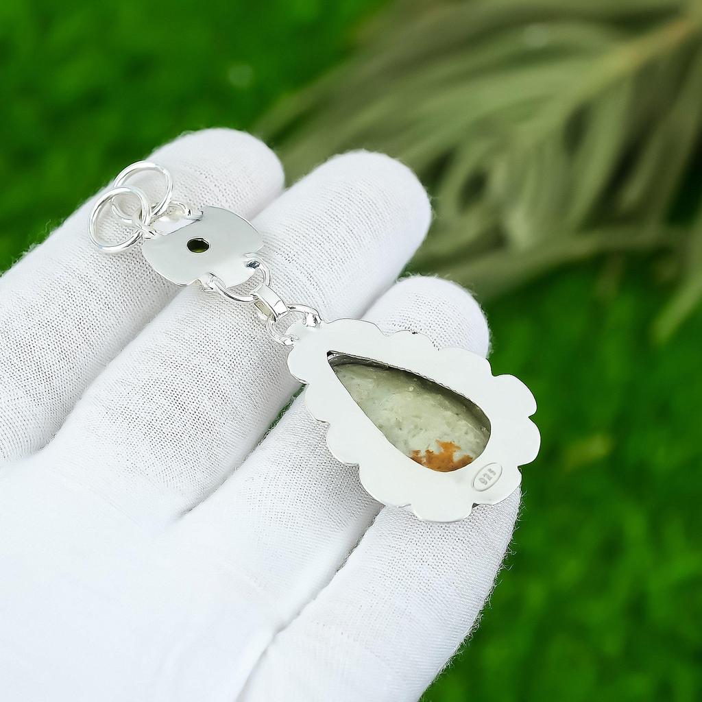 Подвеска из натурального полихромного яшмового драгоценного камня из стерлингового серебра 925 пробы, индийские украшения