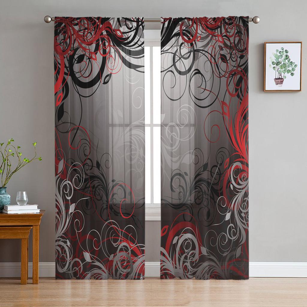 Тюль с геометрическим узором изогнутых линий, оконные шторы для гостиной, прозрачная вуаль из органзы, занавеска для спальни, кухни, домашний декор, драпировка