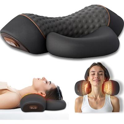 Электрический массажер для шеи с подогревом, подушка для релаксации 3-в-1 для шеи, вытяжение шеи, корректор для плеч для облегчения боли, глубокий массаж тканей