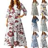 Женское повседневное модное платье с цветочным принтом, рукавом три четверти и карманами