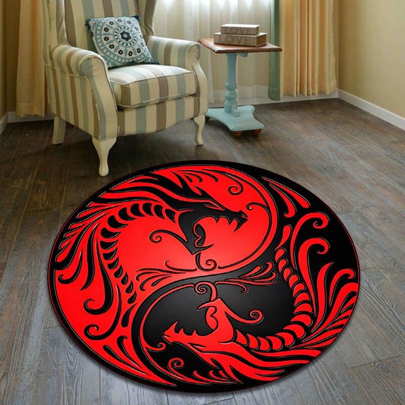 Modern Yin and Yang Round Carpet Gossip Round Carpet Living Room Bedroom Carpet Non-slip Carpet Photography Props Birthday Gift