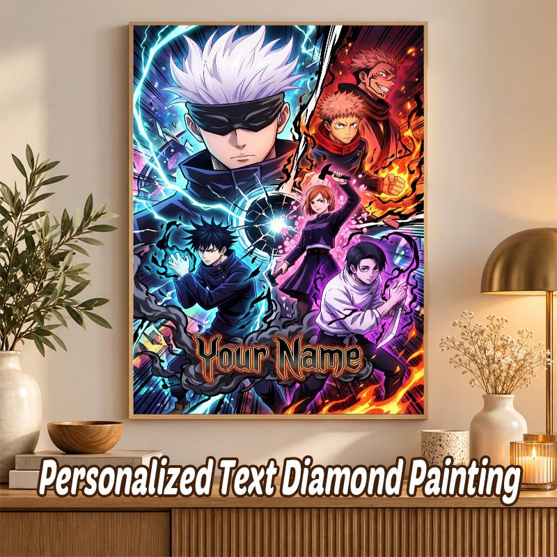 Jujutsu Kaisen Custom Name Text 5D Diamond Painting Kit DIY Full Drill Diamond Art Decoration