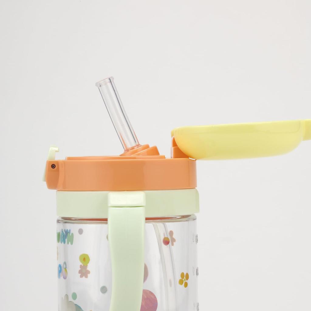 Skater Baby Straw Mug with Foldable Handle and Shoulder Suitable for Ages 1 Year and Inai Inai Baa 25 Strap, 2-Way Design, 370ml, Up, (Peek-a-Boo)
