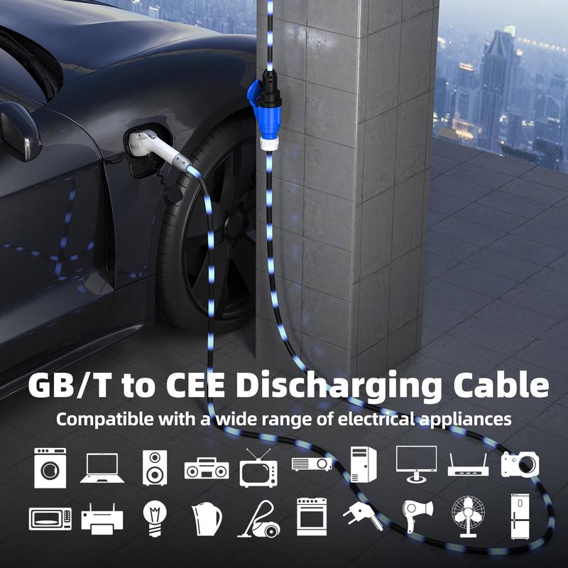 Feyree V2L Кабель Разрядная вилка Зарядное устройство для электромобиля GBT Шнур 32А Зарядный кабель 1М /3М с разъемом CEE Наружная электростанция Электромобиль