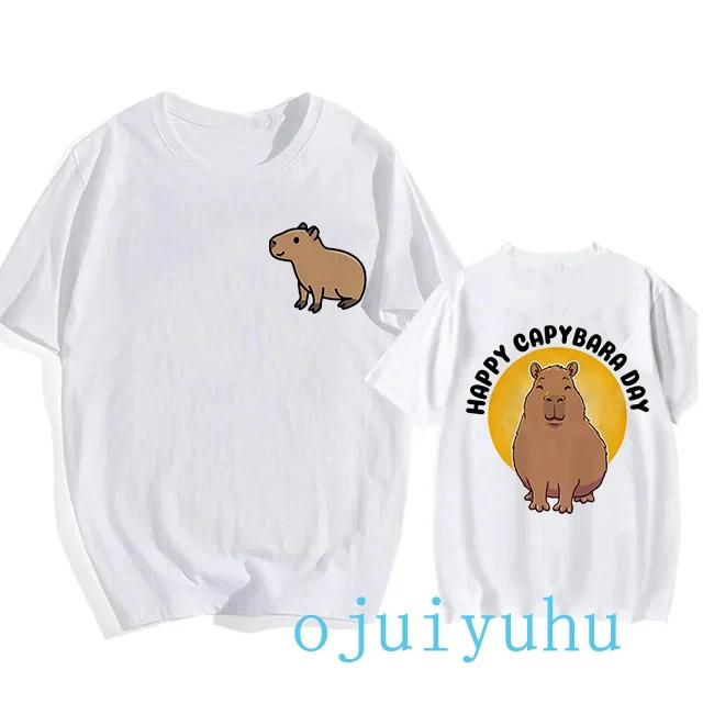 Модная футболка с капибарой для мужчин/женщин, футболка европейского размера, забавные футболки с капибарой в стиле Харадзюку, топы с мультяшным манга Y2k 90-х годов, гранж-футболка, одежда